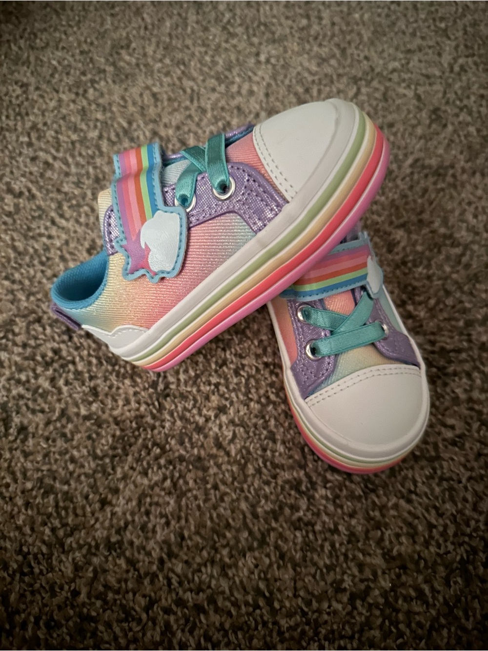 Girls Rainbow Pastel Canvas Sneakers - Kids Shoes